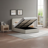 Beige Fabric King Size Ottoman Storage Bedframe