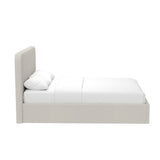 Beige Fabric Double Ottoman Storage Bedframe