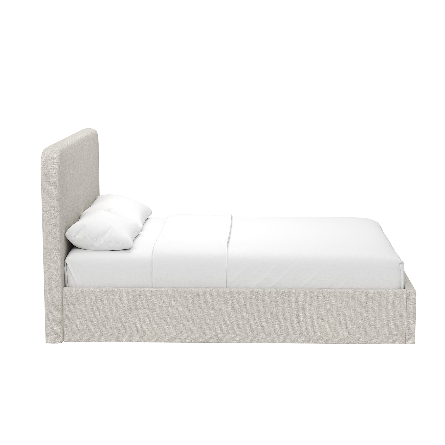 Beige Fabric Double Ottoman Storage Bedframe