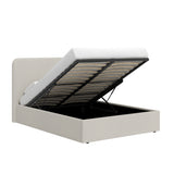 Beige Fabric Small Double Ottoman Storage Bedframe