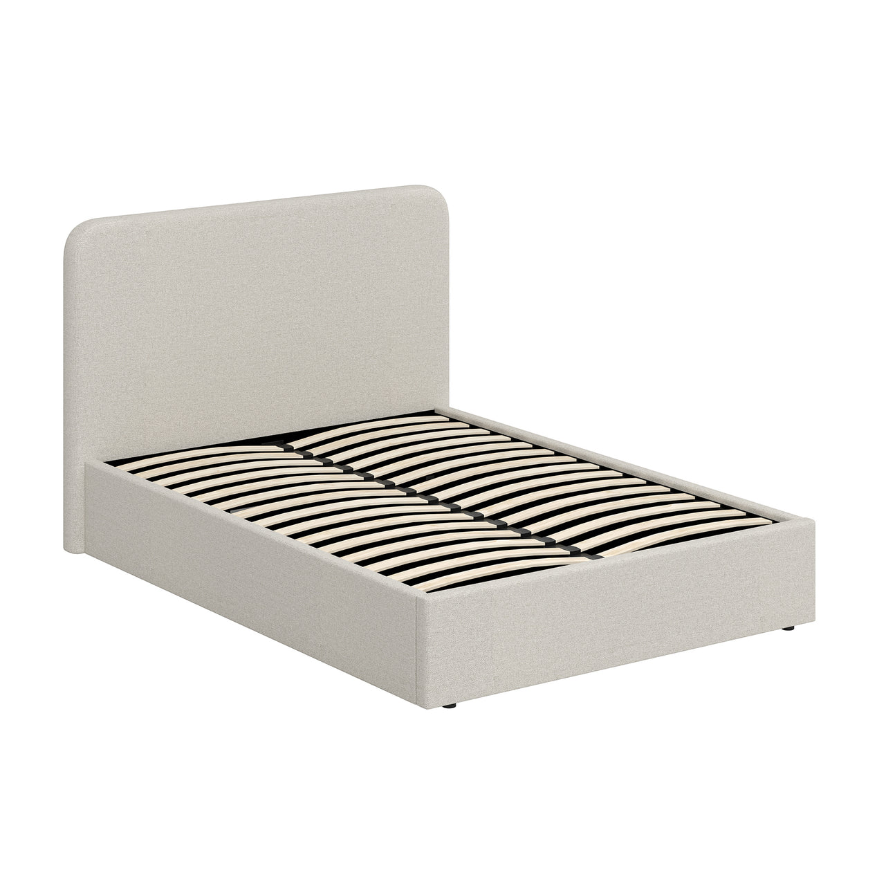 Beige Fabric Small Double Ottoman Storage Bedframe
