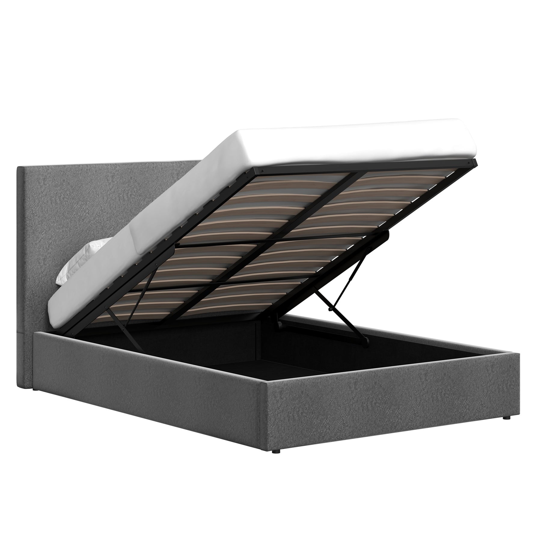 Small Double Ottoman Storage Bedframe - Fossil Grey Fabric