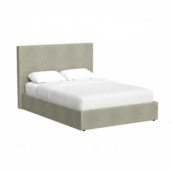 Double Size Ottoman Storage Bedframe - Marbled Sand Fabric