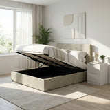Small Double Ottoman Storage Bedframe - Marbled Sand Fabric