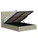 Small Double Ottoman Storage Bedframe - Marbled Sand Fabric