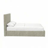King Size Ottoman Storage Bedframe - Marbled Sand Fabric
