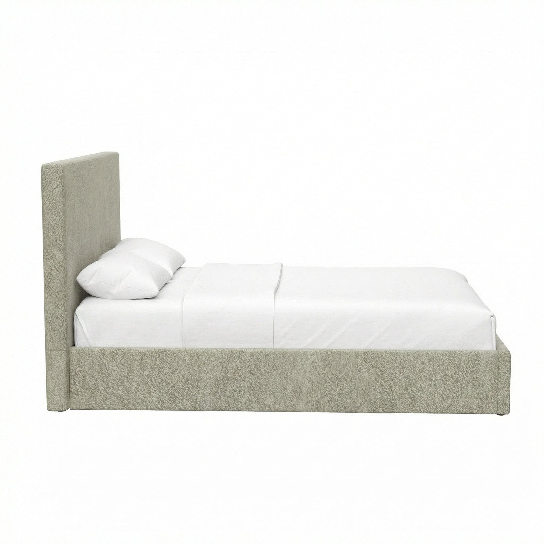 Small Double Ottoman Storage Bedframe - Marbled Sand Fabric