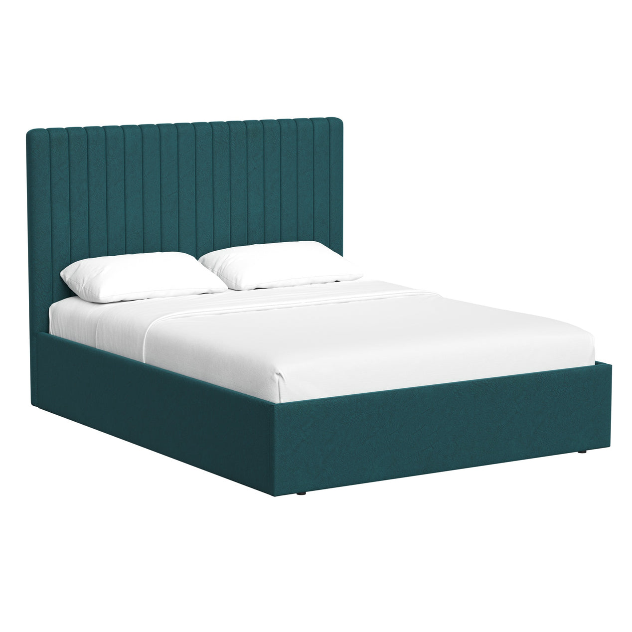 Double Size Tall Ottoman Storage Bedframe - Marbled Teal Fabric