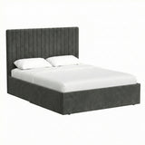 King Size Tall Ottoman Storage Bedframe - Nickel Grey Fabric
