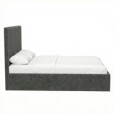 Double Size Tall Ottoman Storage Bedframe - Nickel Grey Fabric
