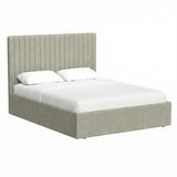 King Size Tall Ottoman Storage Bedframe - Marbled Sand Fabric