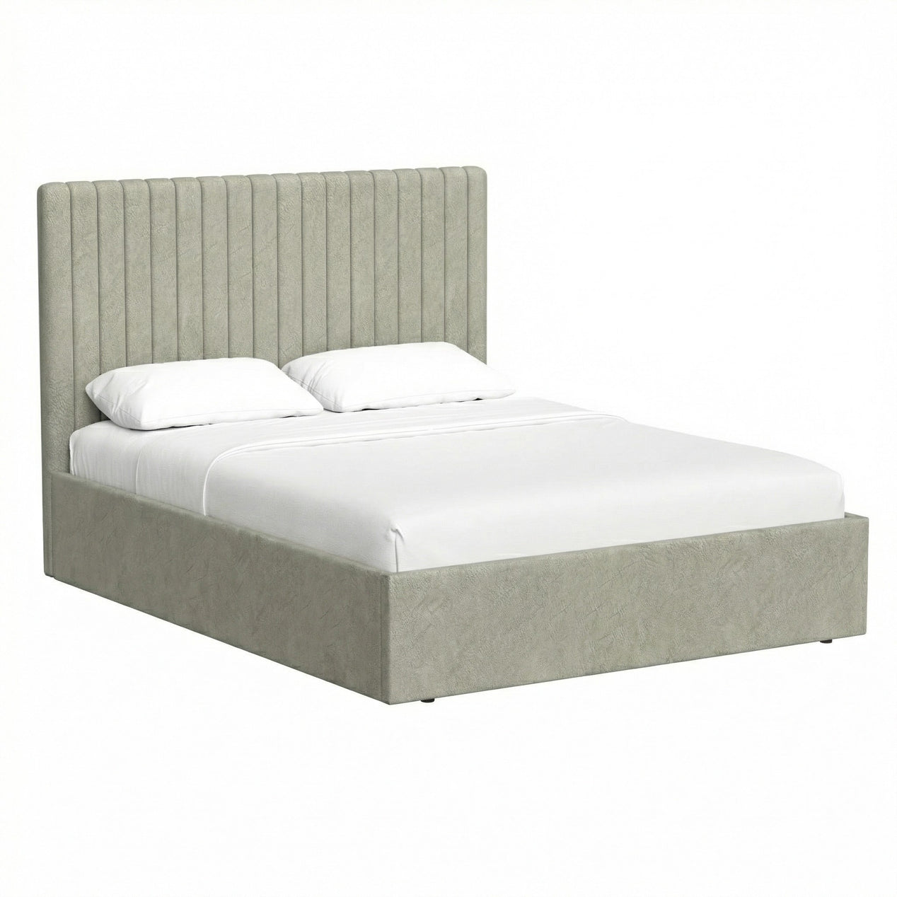 Double Size Tall Ottoman Storage Bedframe - Marbled Sand Fabric