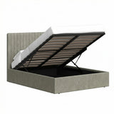 Double Size Tall Ottoman Storage Bedframe - Marbled Sand Fabric