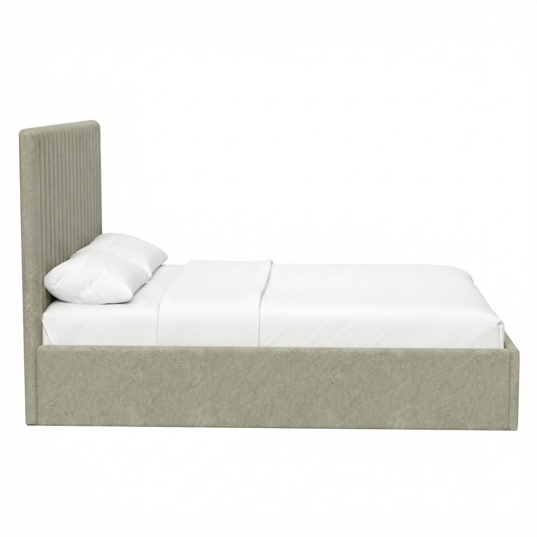 Double Size Tall Ottoman Storage Bedframe - Marbled Sand Fabric