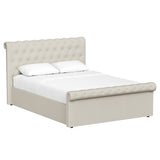 Double Size Side Lift Ottoman Storage Bedframe - Almond Fabric