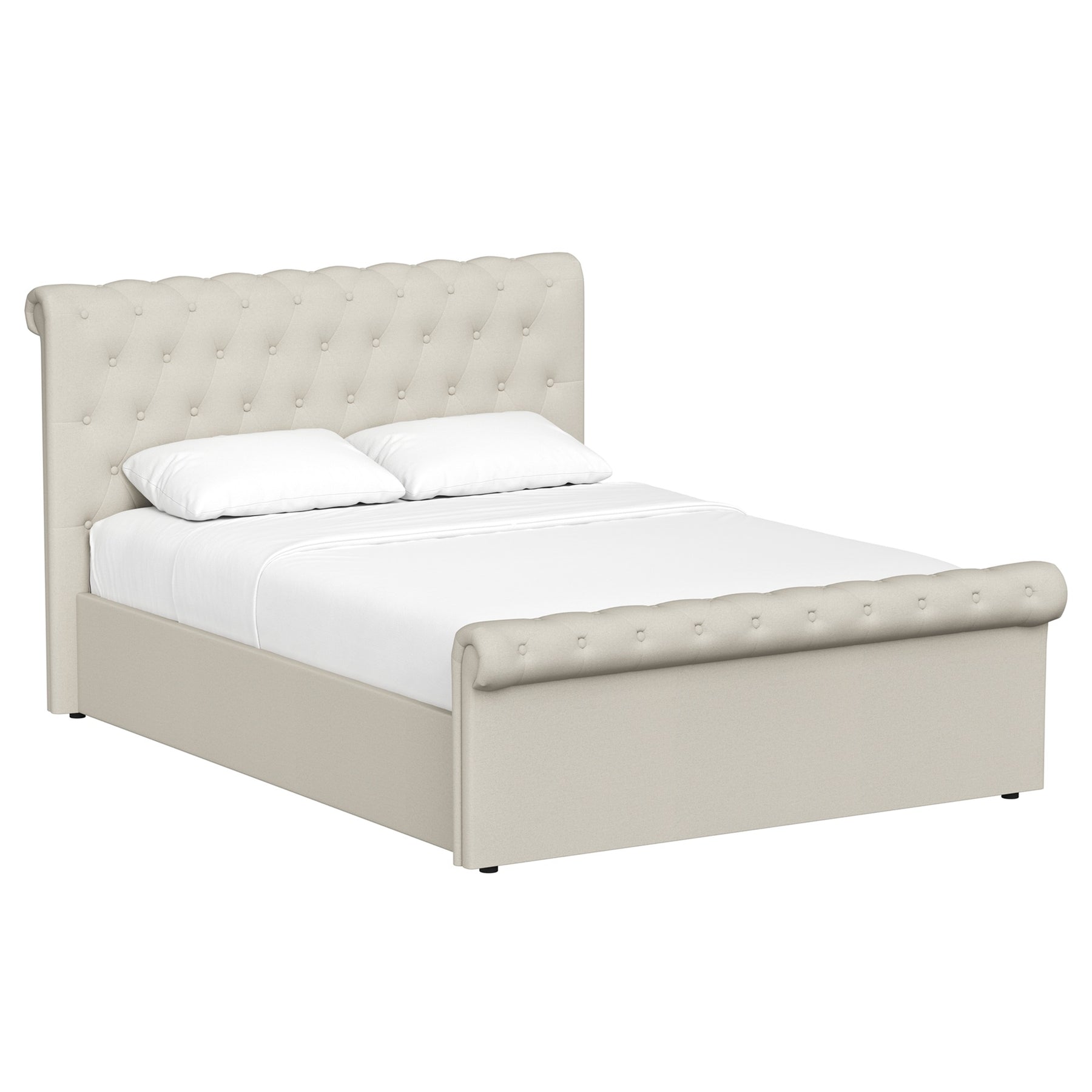 Double Size Side Lift Ottoman Storage Bedframe - Almond Fabric