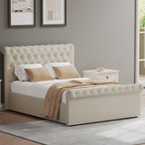 Double Size Side Lift Ottoman Storage Bedframe - Almond Fabric