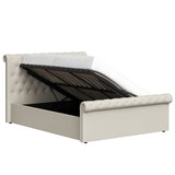King Size Side Lift Ottoman Storage Bedframe - Almond Fabric