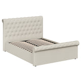 Double Size Side Lift Ottoman Storage Bedframe - Almond Fabric