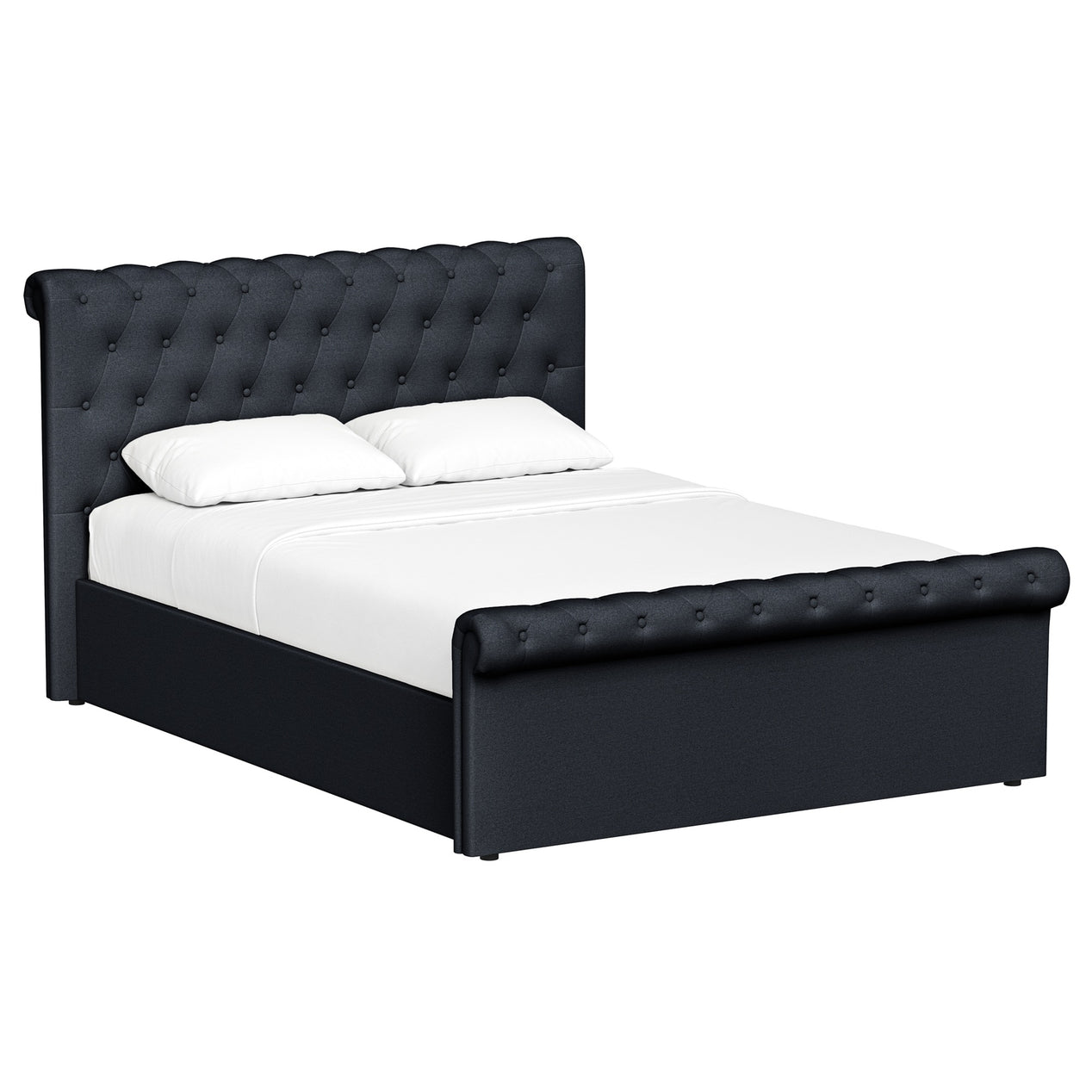 King Size Side Lift Ottoman Storage Bedframe - Charcoal Fabric