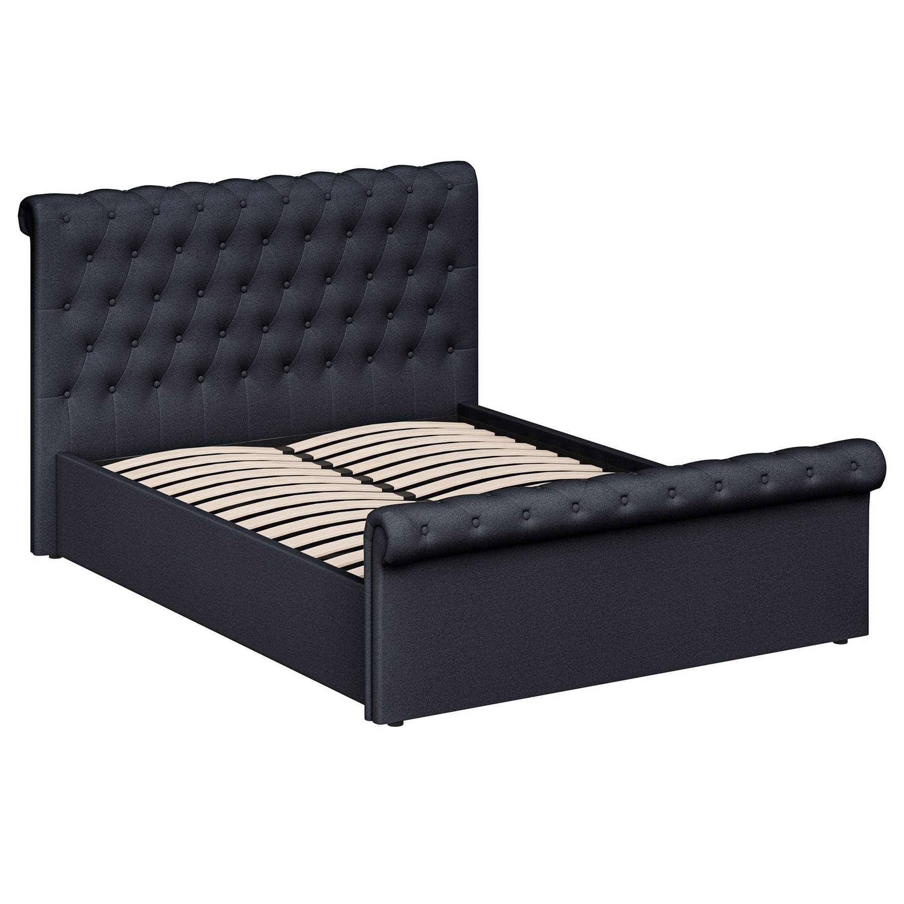 King Size Side Lift Ottoman Storage Bedframe - Charcoal Fabric
