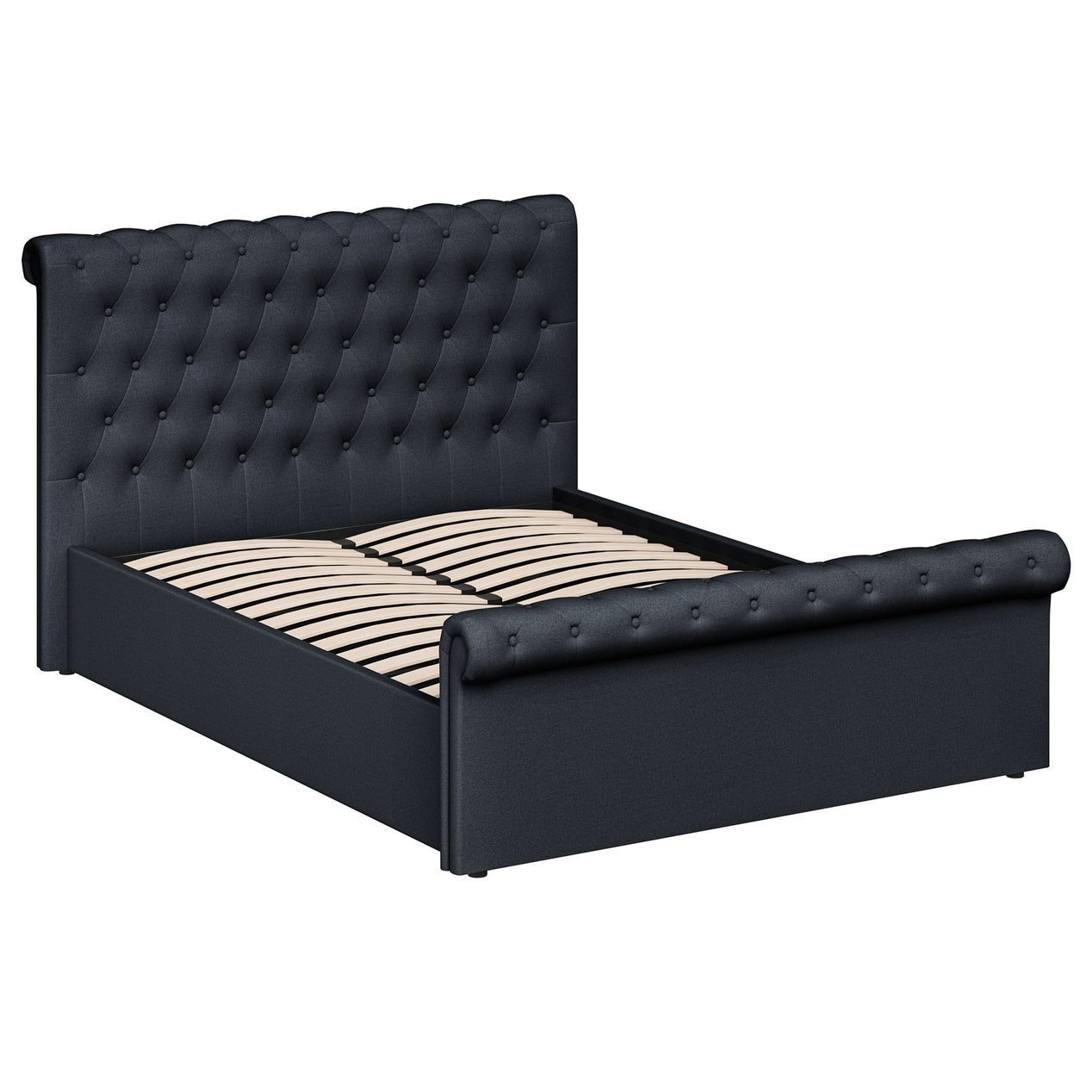 Double Size Side Lift Ottoman Storage Bedframe - Charcoal Fabric