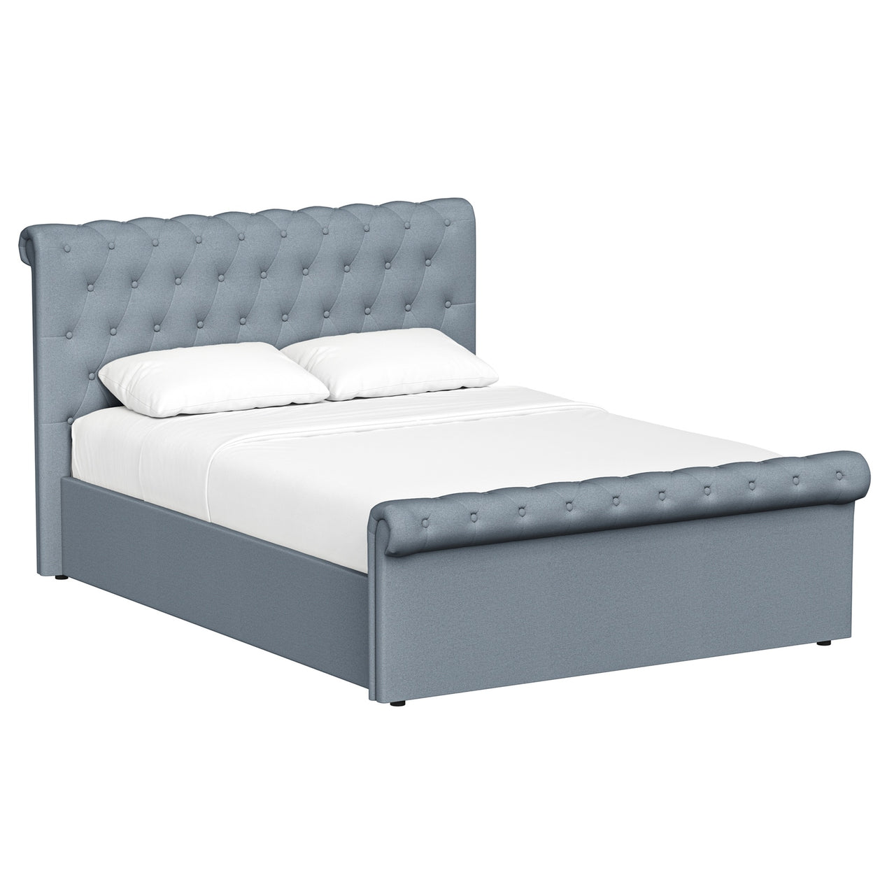 Double Size Side Lift Ottoman Storage Bedframe - Steel Grey Fabric