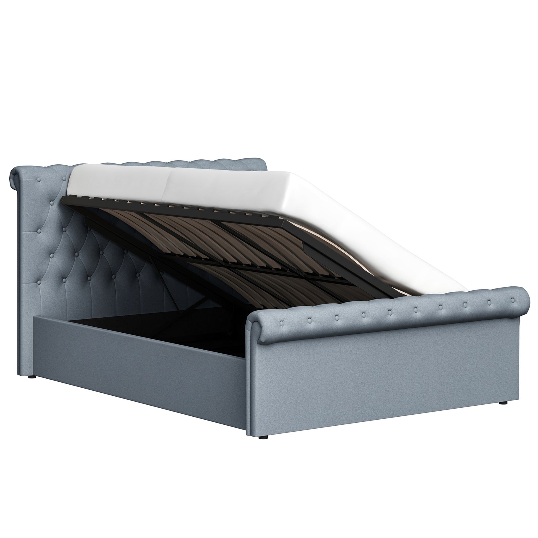 King Size Side Lift Ottoman Storage Bedframe - Steel Grey Fabric