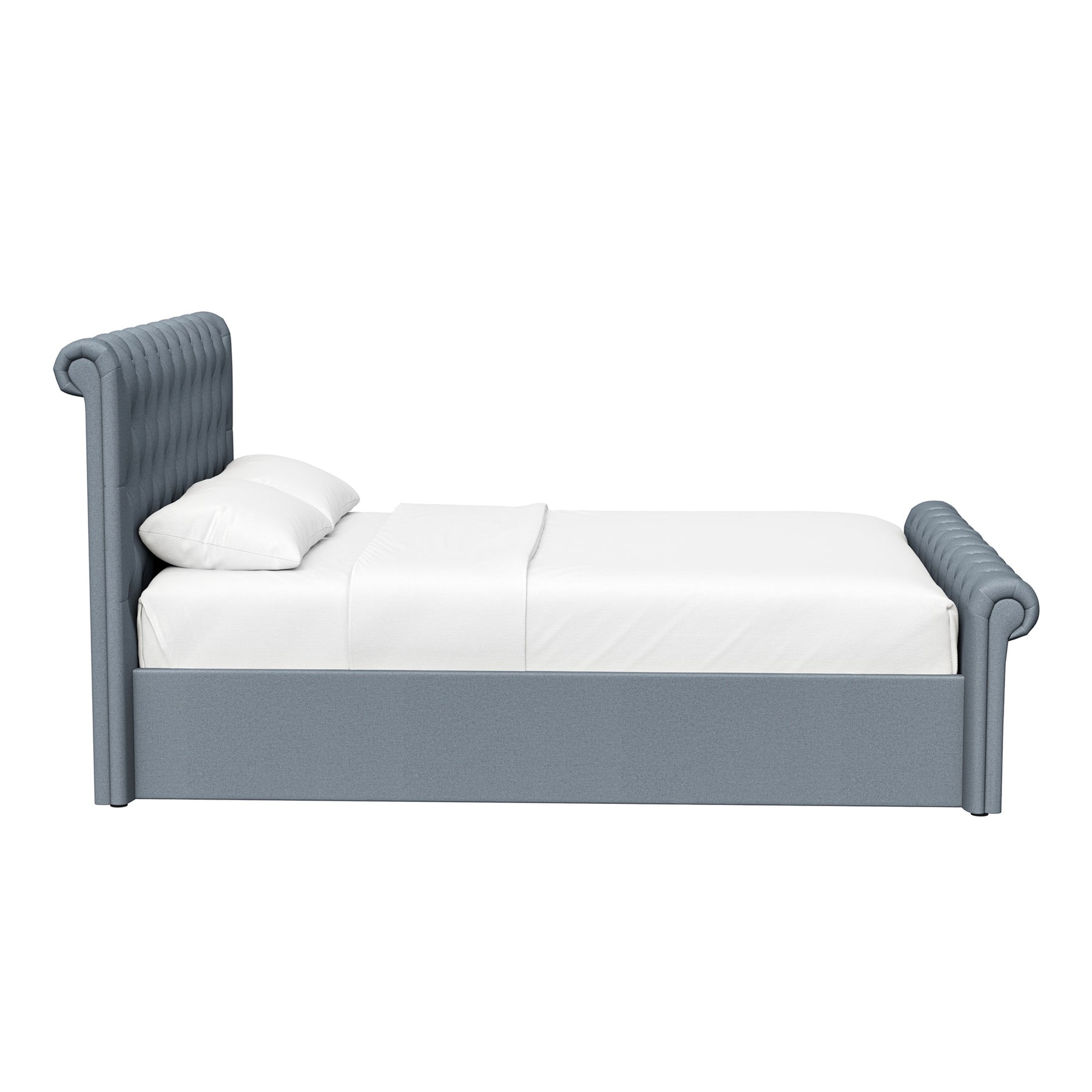 King Size Side Lift Ottoman Storage Bedframe - Steel Grey Fabric