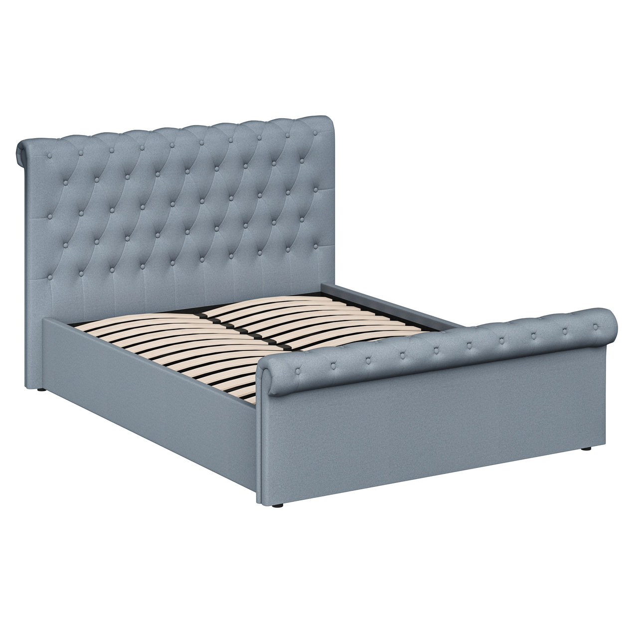 King Size Side Lift Ottoman Storage Bedframe - Steel Grey Fabric