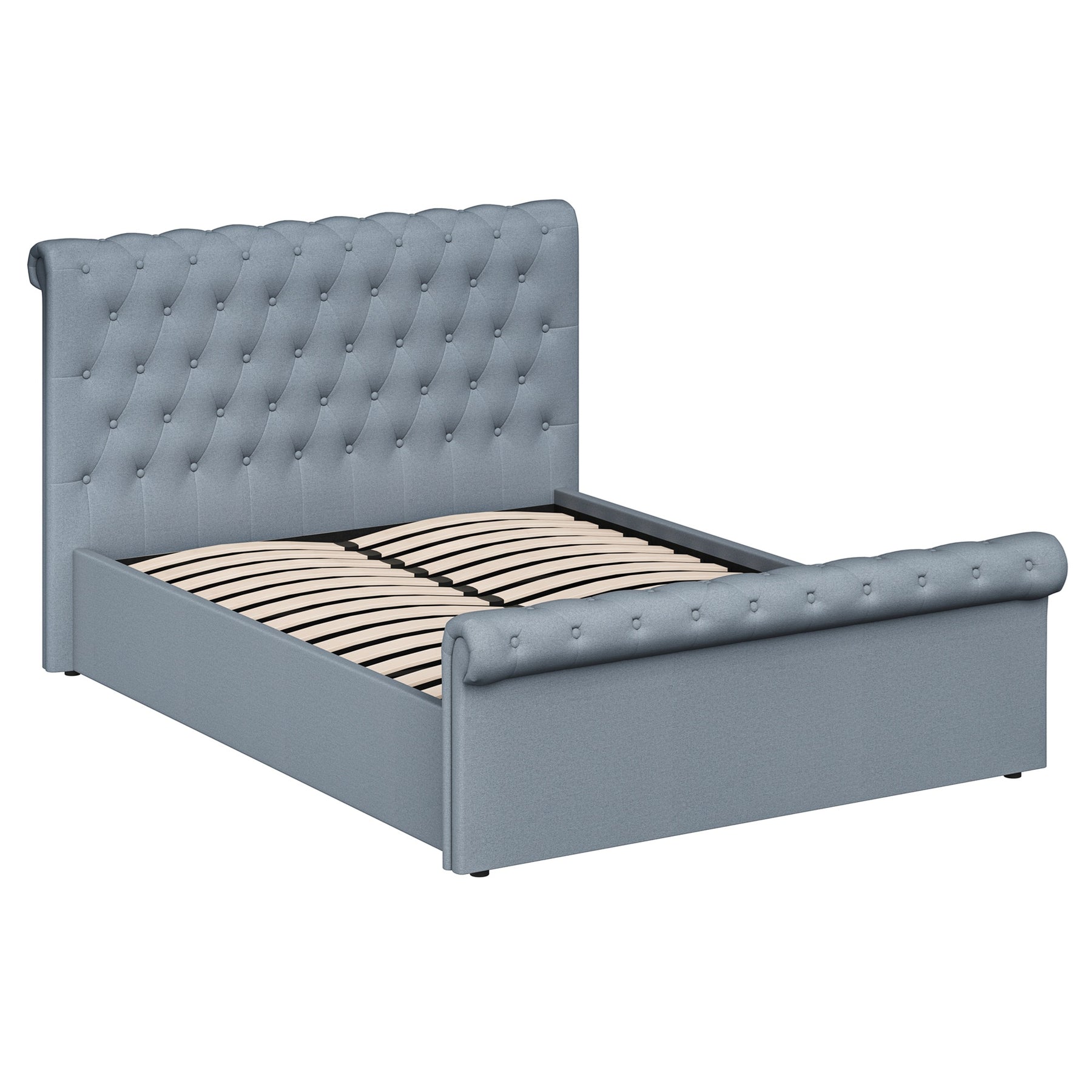 Double Size Side Lift Ottoman Storage Bedframe - Steel Grey Fabric
