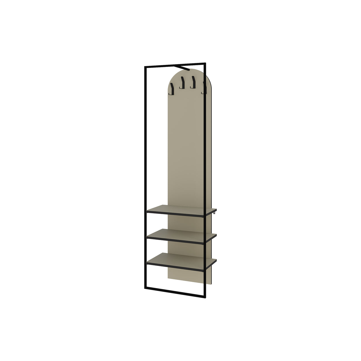 Modern Archy Hall Stand Coat Rack with Shoe Storage 180cm High Ash Green