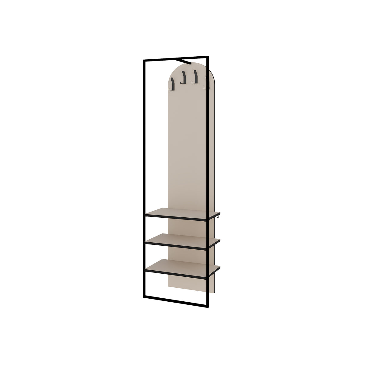 Modern Archy Hall Stand Coat Rack with Shoe Storage 180cm High Sandstone