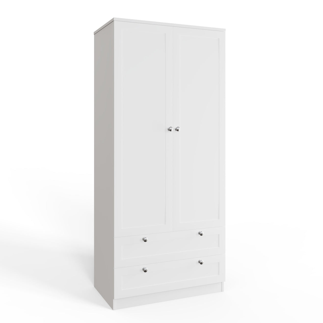 FWStyle Artus Shaker 2 Door 2 Drawer Combination Wardrobe Matt White