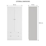 FWStyle Artus Shaker 2 Door 2 Drawer Combination Wardrobe Matt White