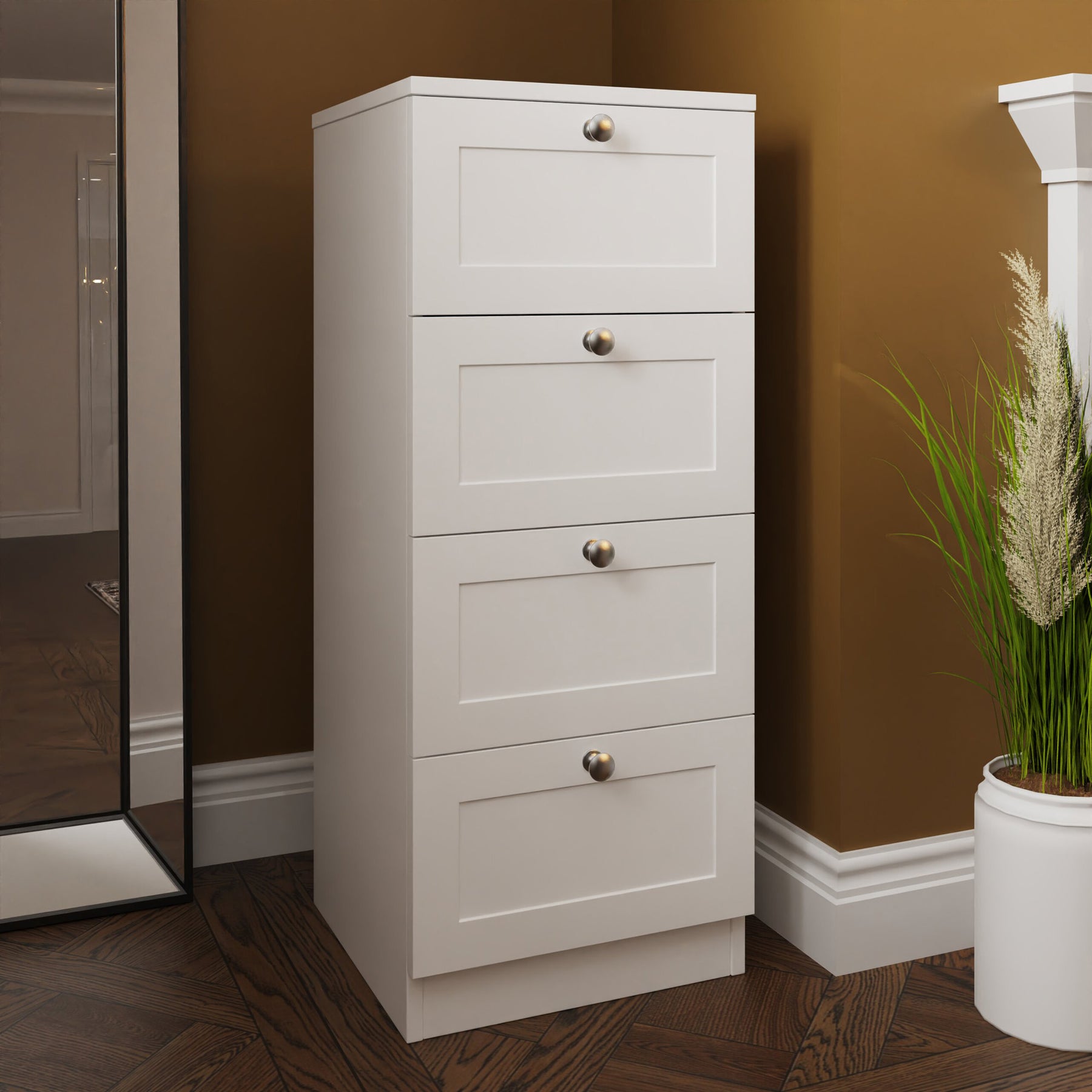 FWStyle Artus Shaker 4 Drawer Chest Of Drawers Matt White