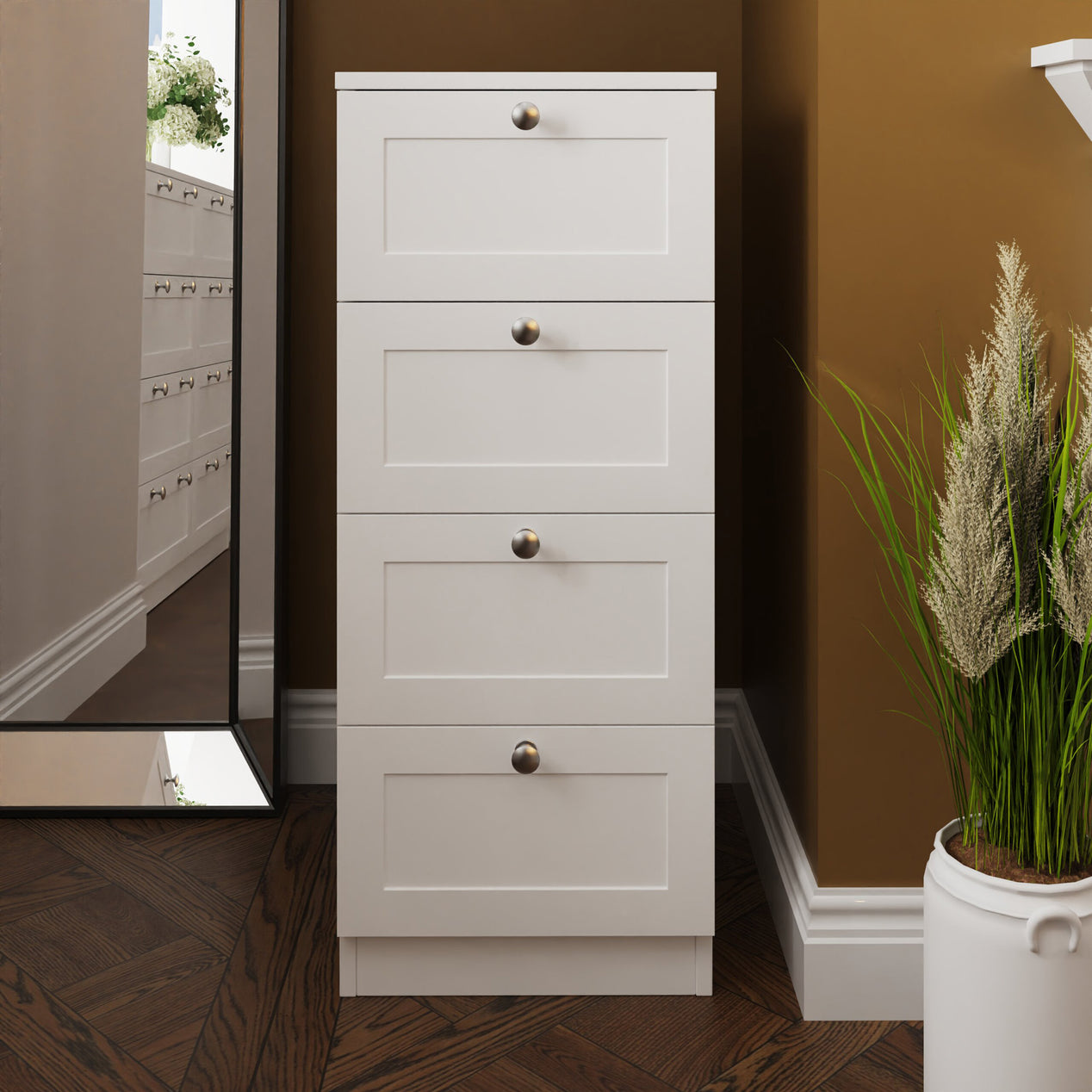 FWStyle Artus Shaker 4 Drawer Chest Of Drawers Matt White