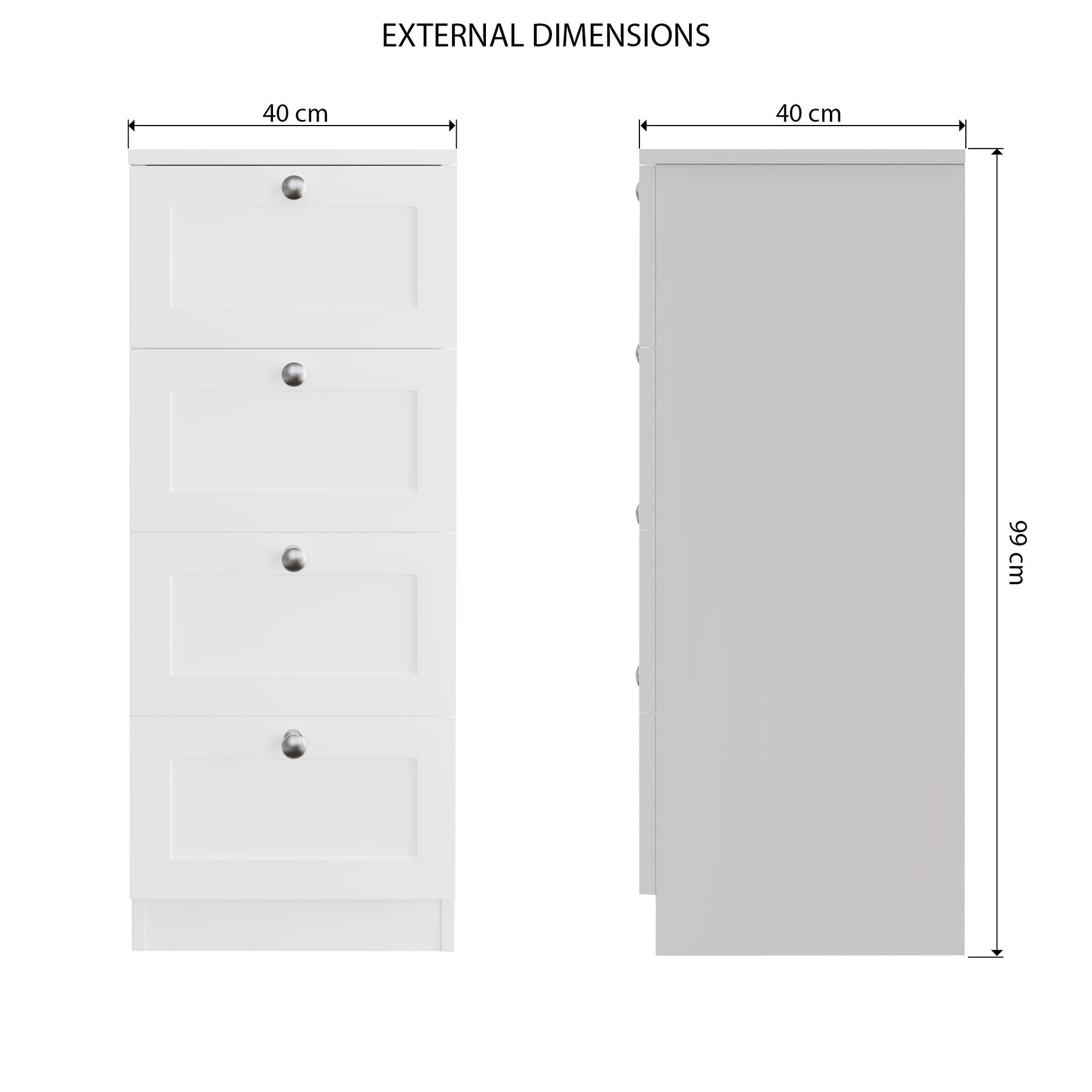 FWStyle Artus Shaker 4 Drawer Chest Of Drawers Matt White