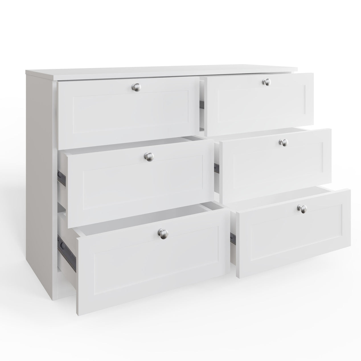 FWStyle Artus Shaker 6 Drawer Chest Of Drawers Matt White