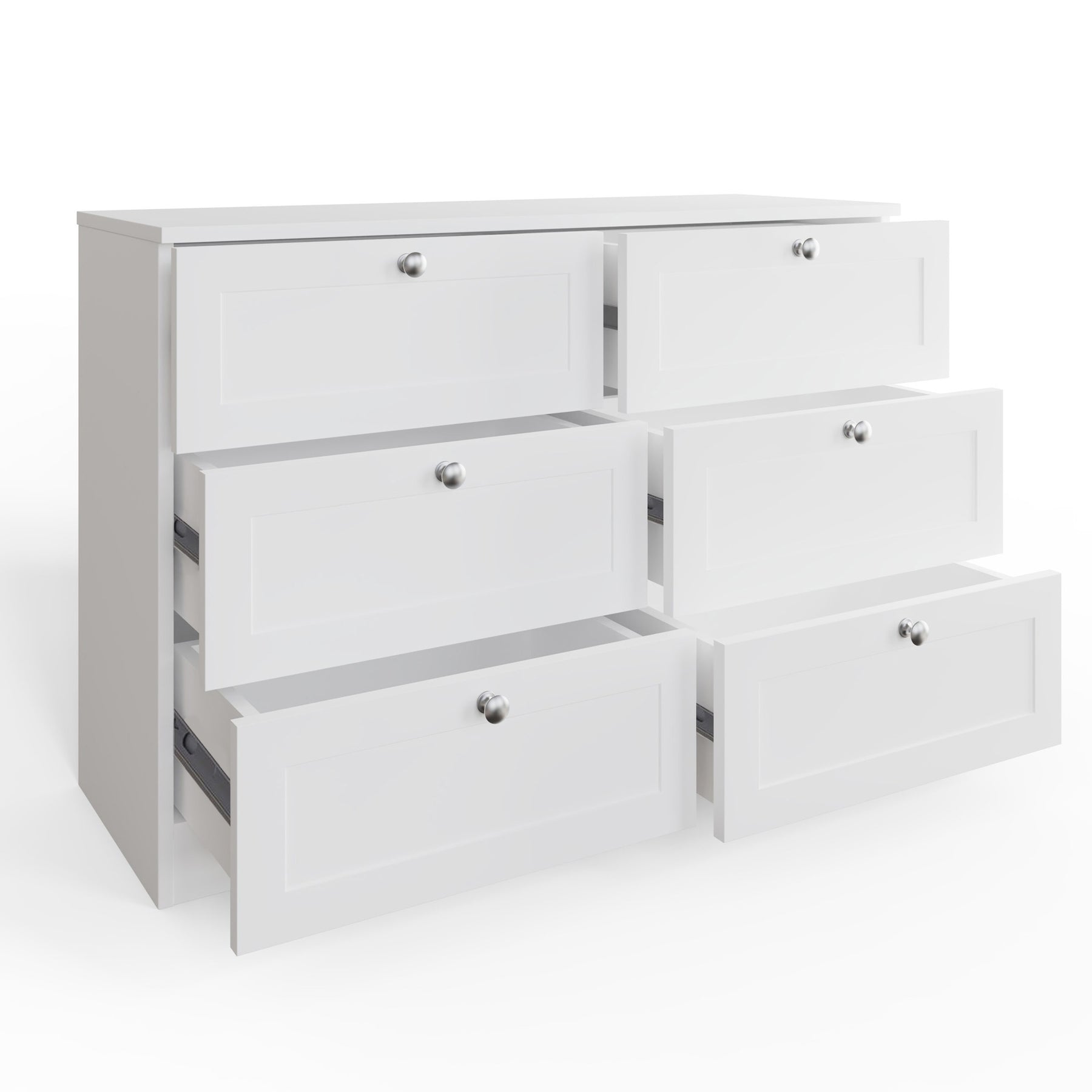 FWStyle Artus Shaker 6 Drawer Chest Of Drawers Matt White