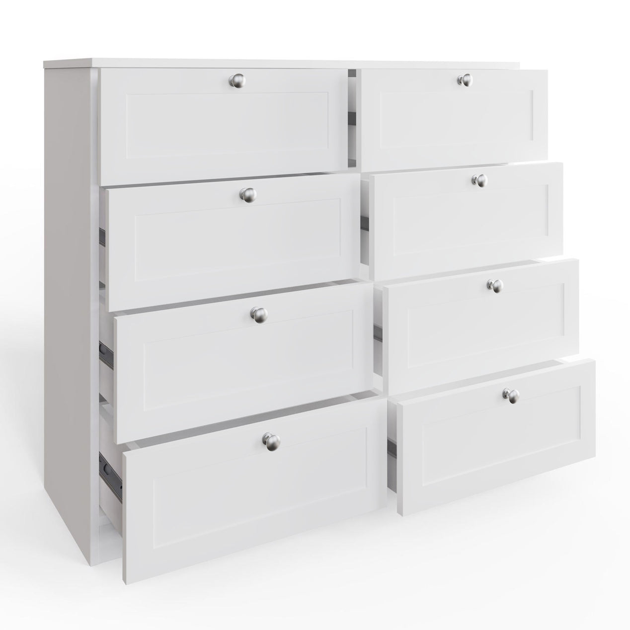 FWStyle Artus Shaker 8 Drawer Chest Of Drawers Matt White