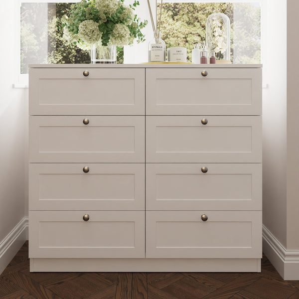 FWStyle Artus Shaker 8 Drawer Chest Of Drawers Matt White