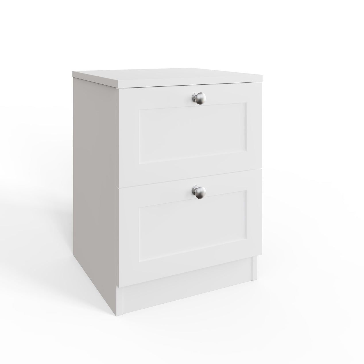 FWStyle Artus Shaker 2 Drawer Bedside Table Nightstand Matt White