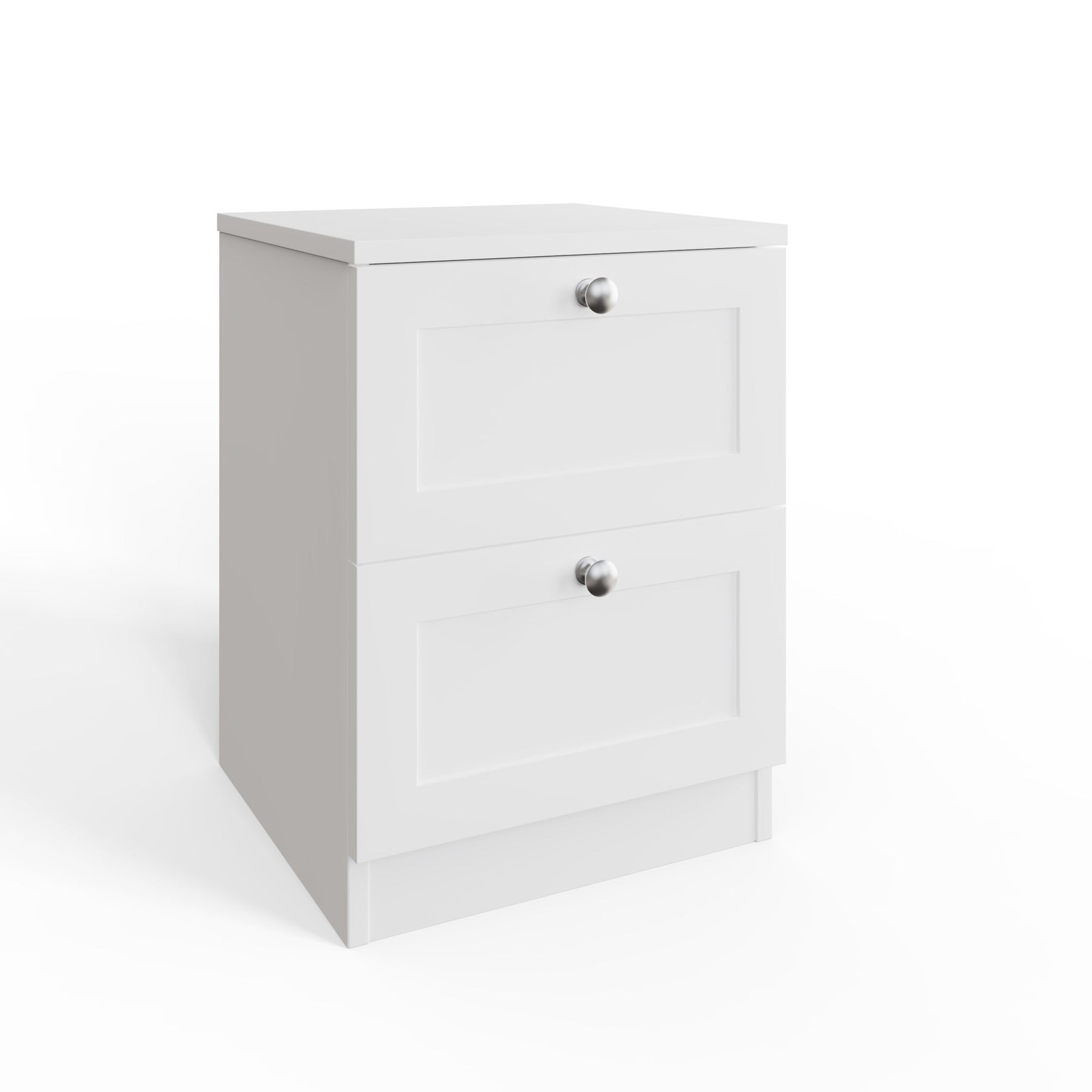 FWStyle Artus Shaker 2 Drawer Bedside Table Nightstand Matt White