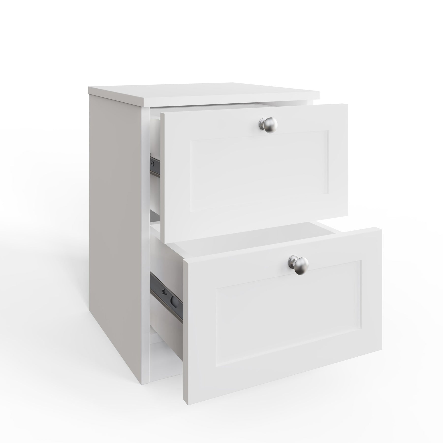 FWStyle Artus Shaker 2 Drawer Bedside Table Nightstand Matt White