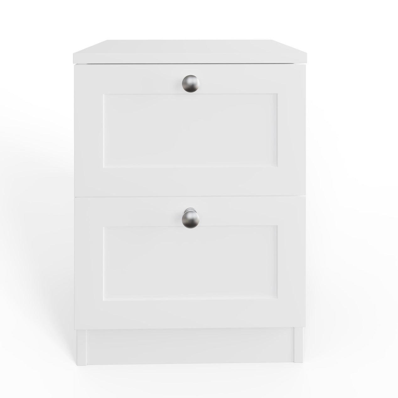 FWStyle Artus Shaker 2 Drawer Bedside Table Nightstand Matt White