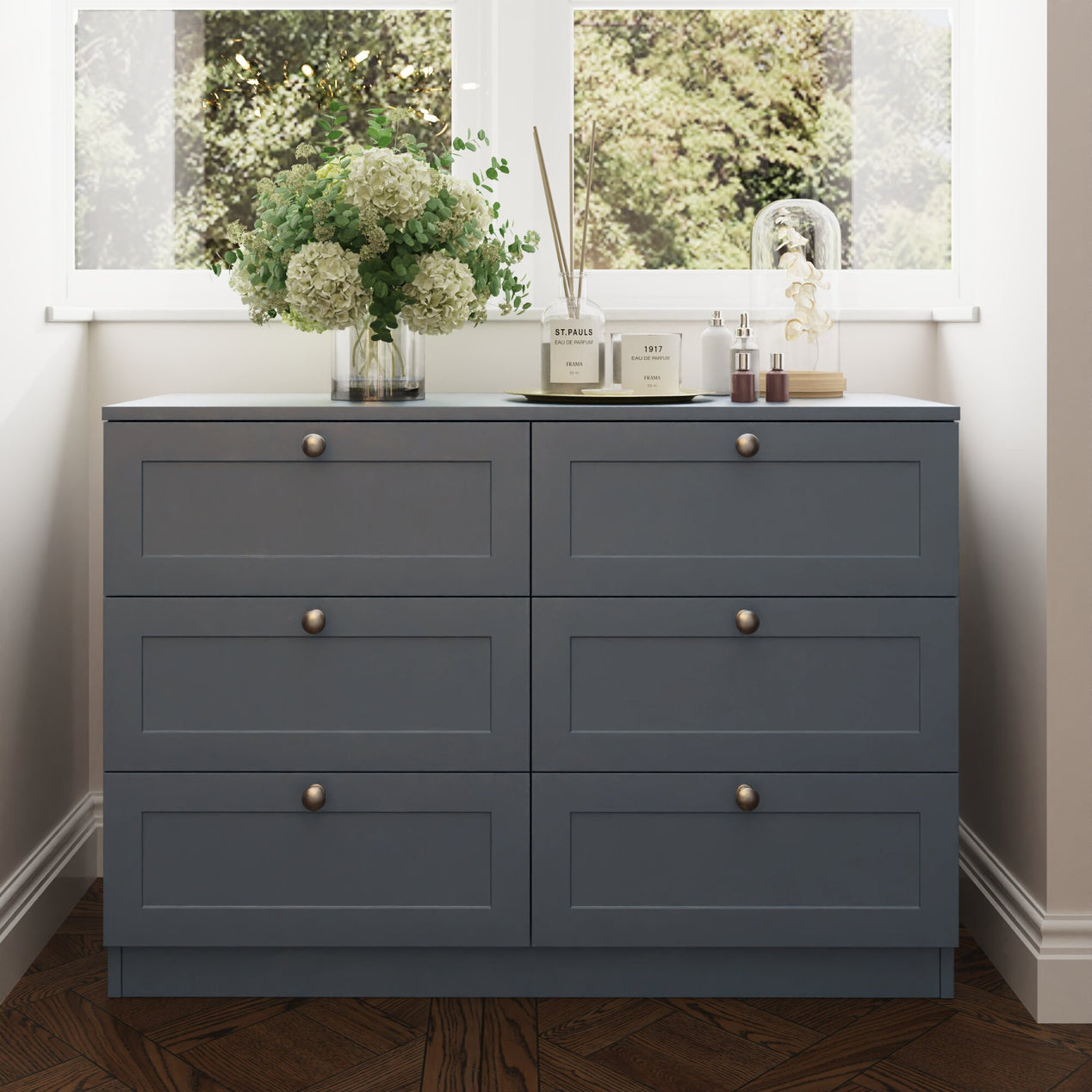 FWStyle Artus Shaker 6 Drawer Chest Of Drawers Matt Grey
