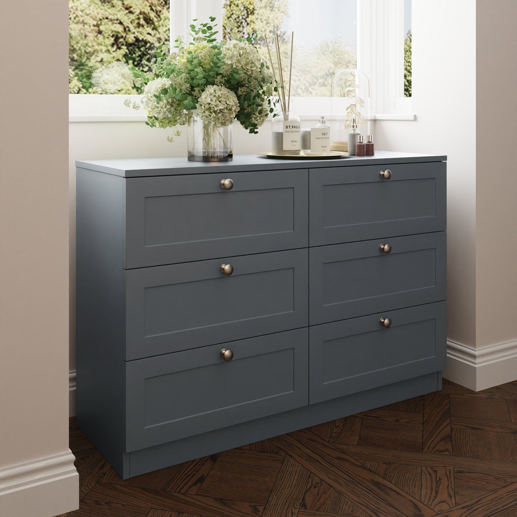 FWStyle Artus Shaker 6 Drawer Chest Of Drawers Matt Grey