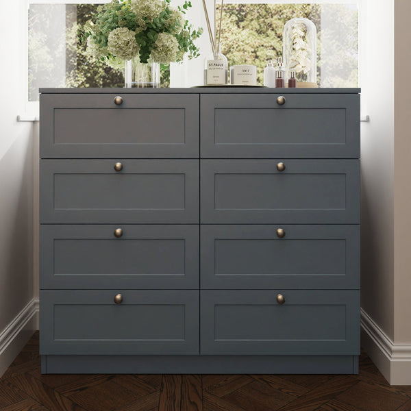FWStyle Artus Shaker 8 Drawer Chest Of Drawers Matt Grey