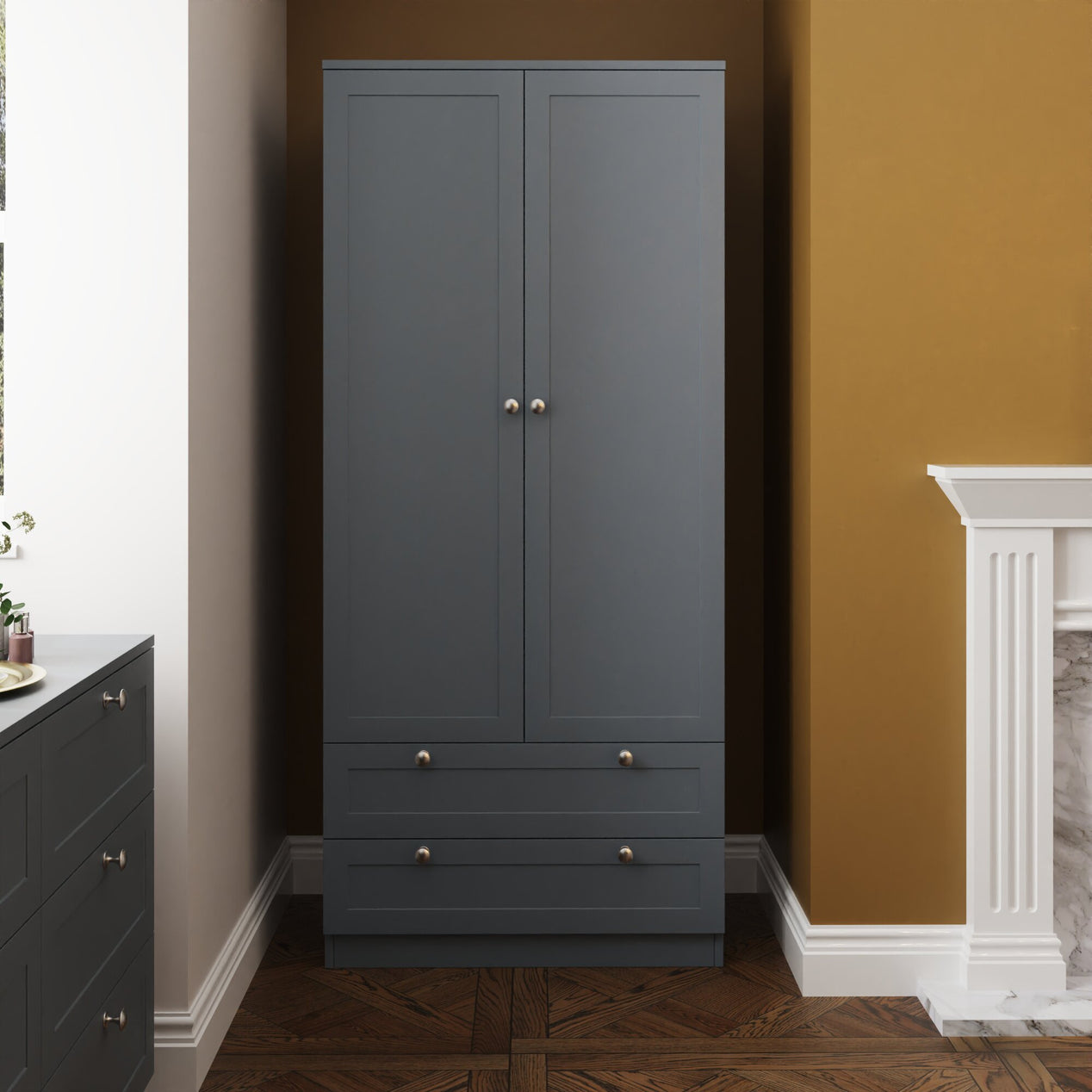 FWStyle Artus Shaker 2 Door 2 Drawer Combination Wardrobe Matt Grey